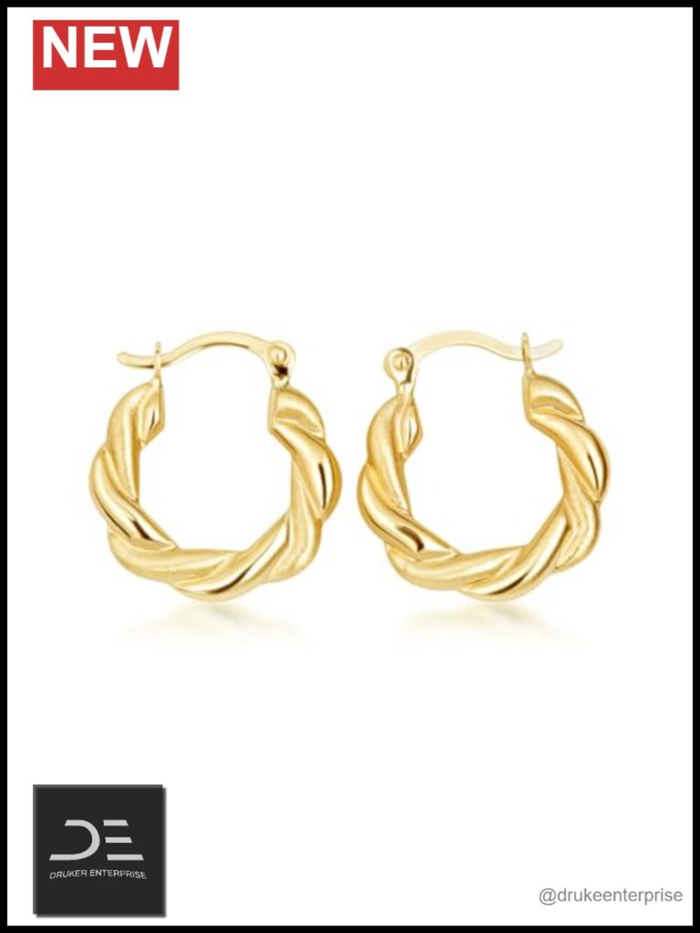 14K Yellow Gold Twisted Hoop Earrings
